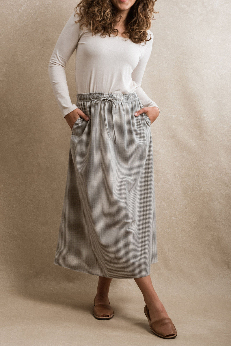 Sonoma Skirt - Grey Gingham