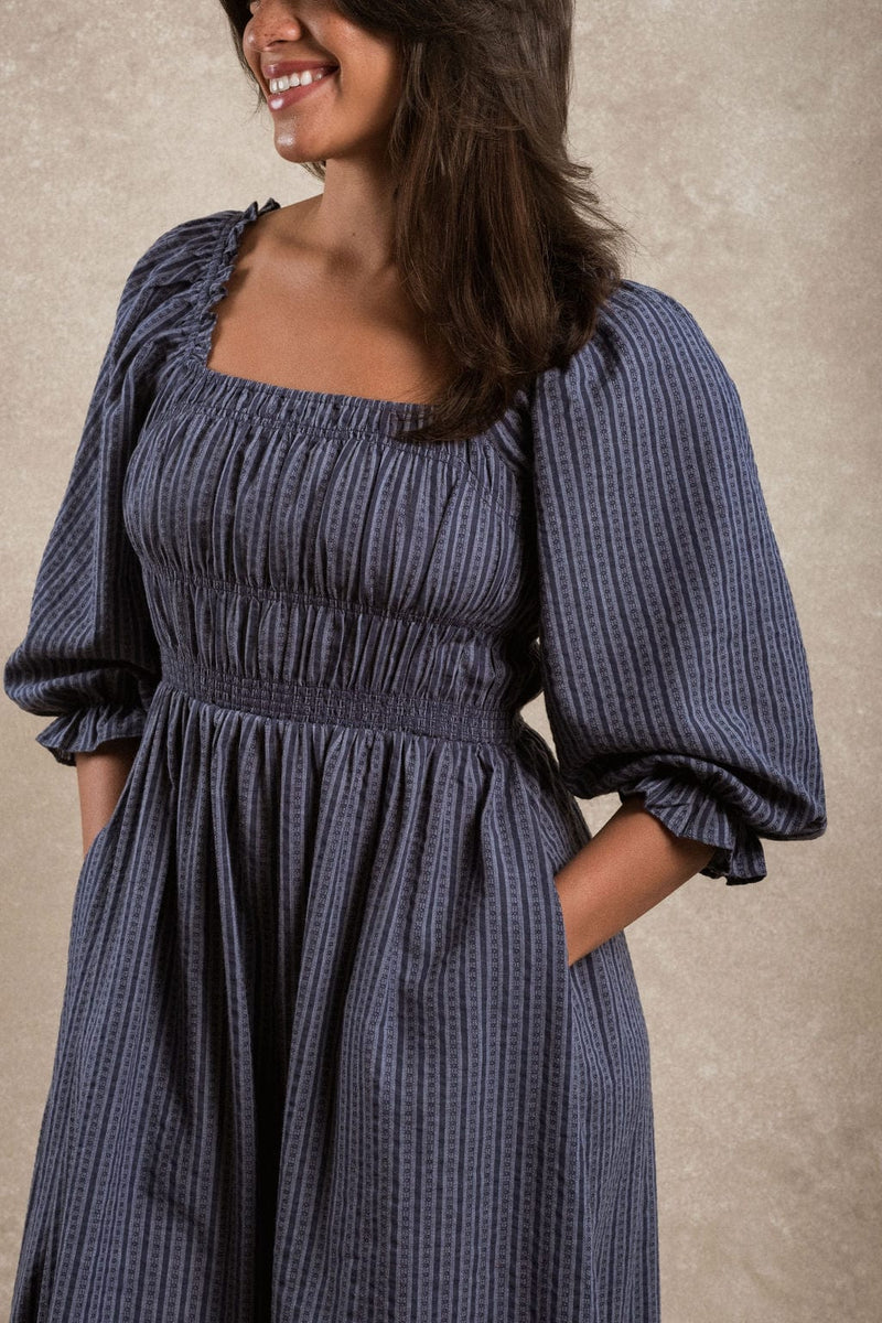 Hayden Dress - Striped Blue