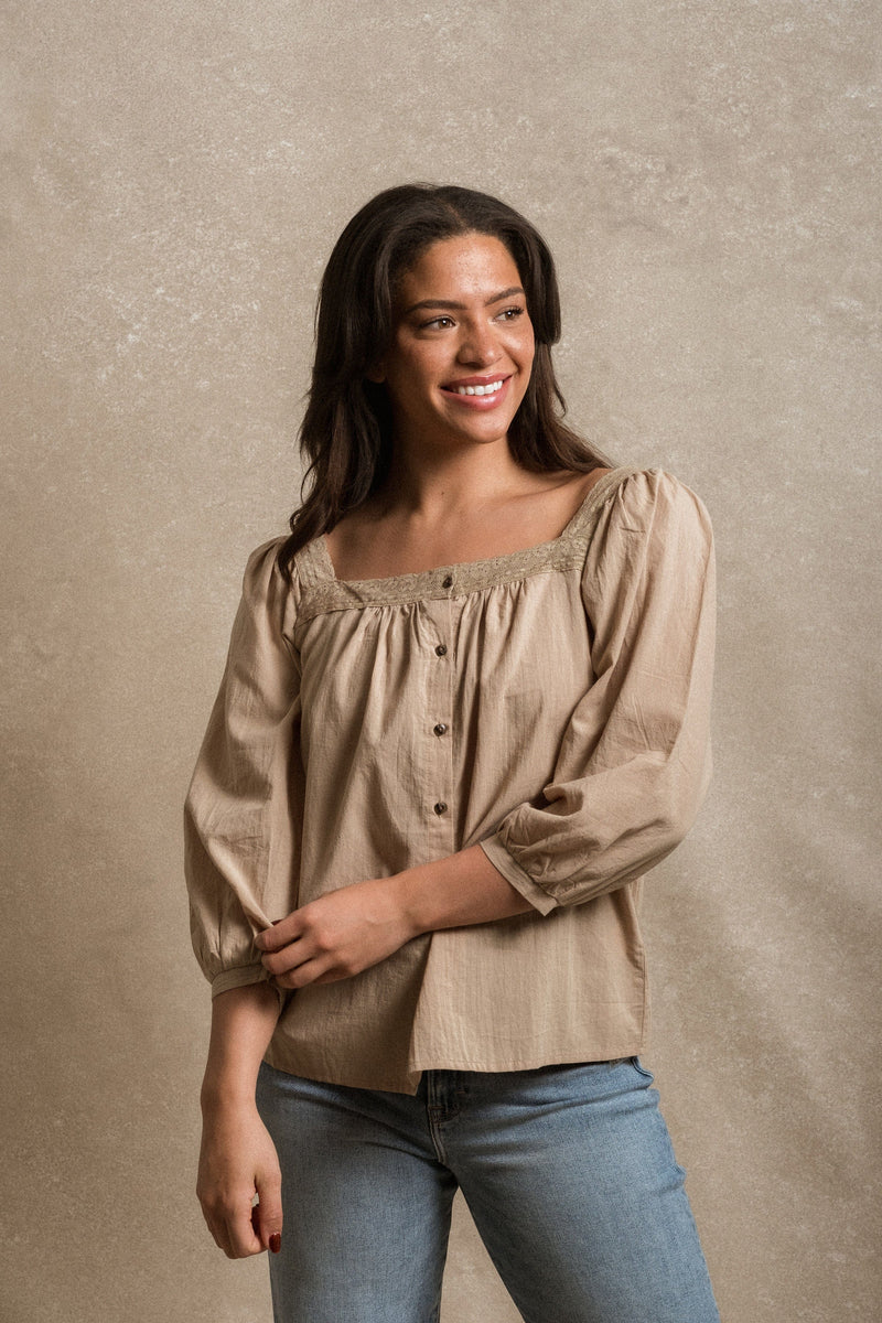 Byron Bay Blouse - Khaki