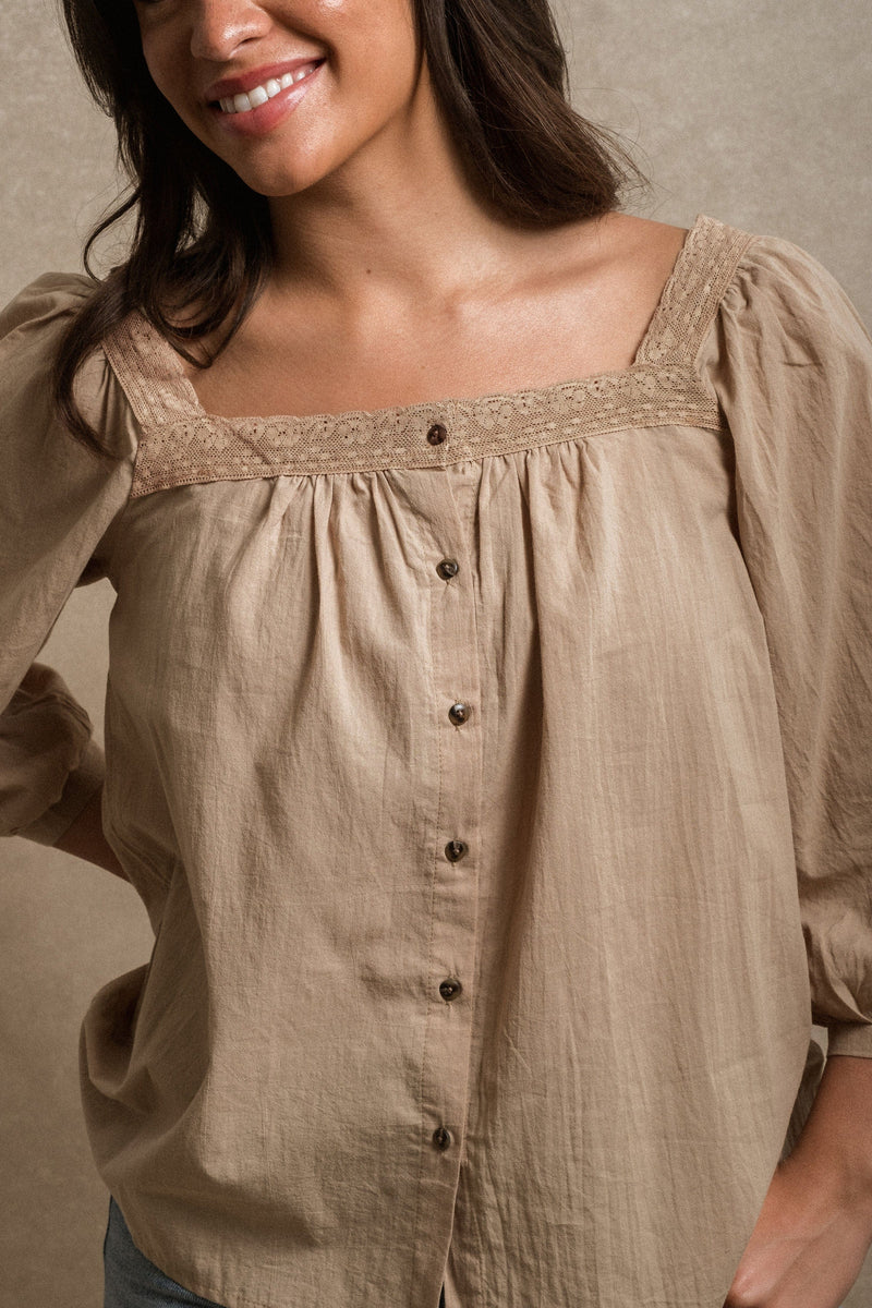 Byron Bay Blouse - Khaki