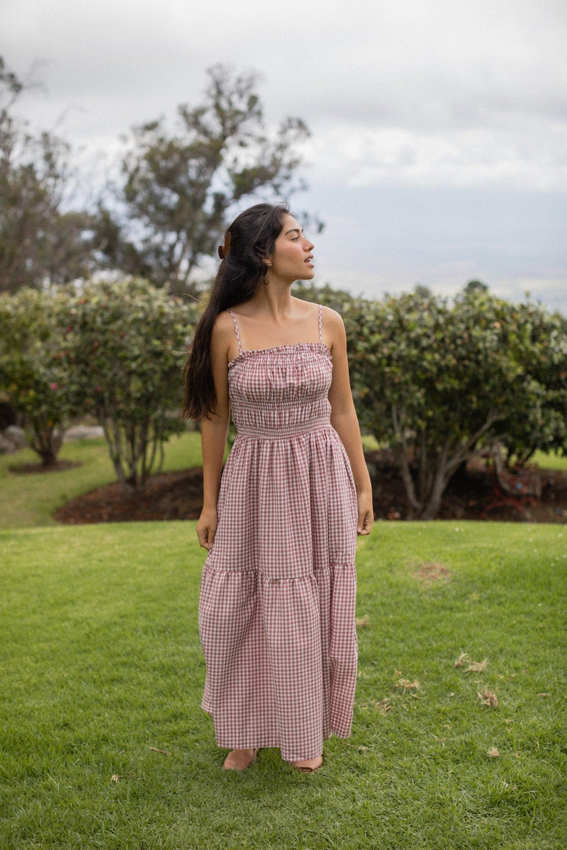 Everly Dress - Cranberry Gingham