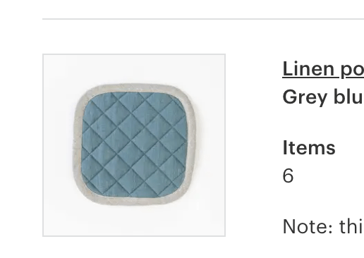 Linen Potholder - Grey Blue