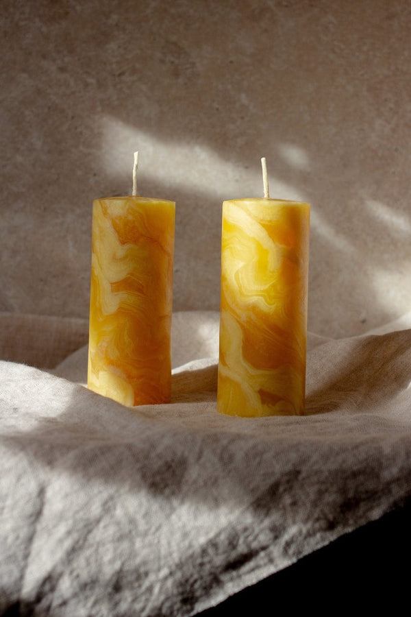 Marbled Beeswax Candles