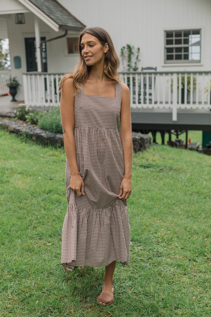 Ramona Dress - Brown Gingham