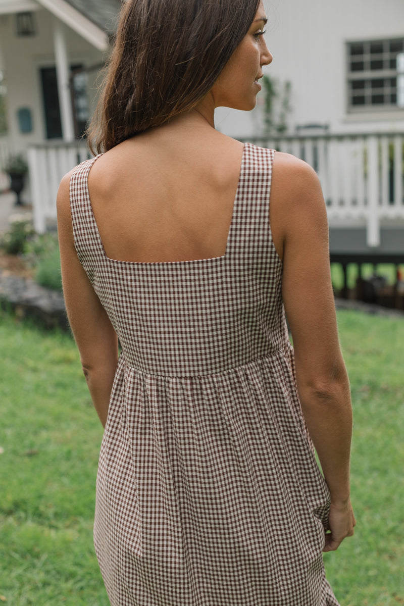 Ramona Dress - Brown Gingham