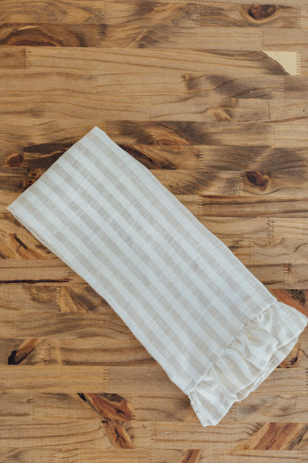 Linen Kitchen Towel - Striped Natural